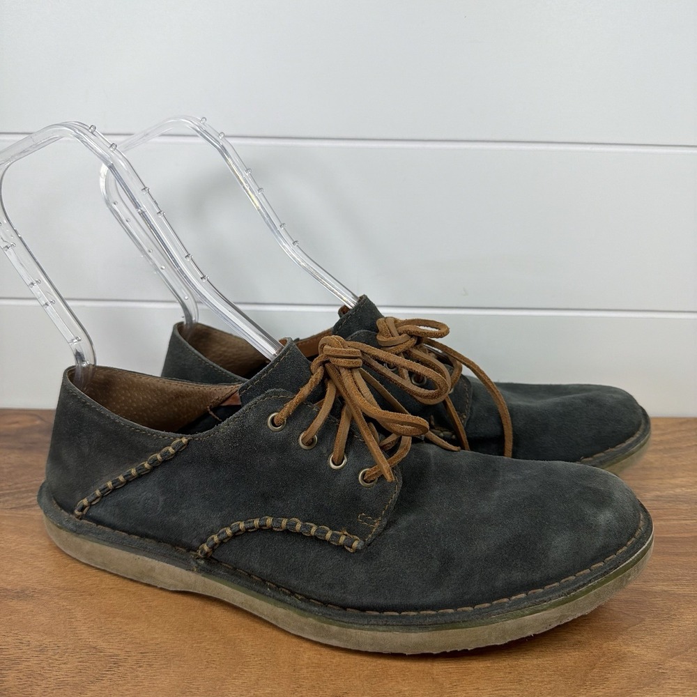 Born Wayz Blue Grey Leather Oxfords Mens Shoes Size 9.5/43 Lace Up Comfort Shoe